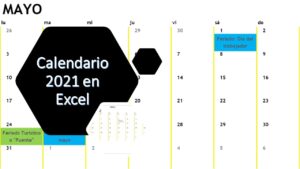 Calendario 2021 en Excel