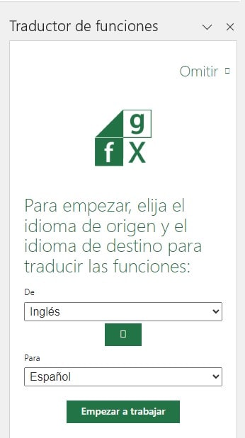 Configurar el idioma de origen y de destino del traductor de funciones