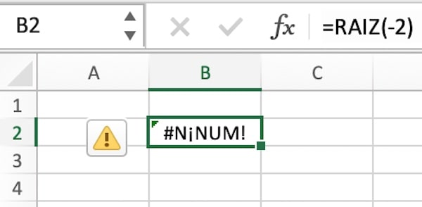 Error de #NUM! en Excel