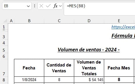 Función Mes con una referencia relativa
