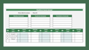 Plantilla de horario semanal en Excel
