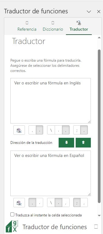 Panel Traductor